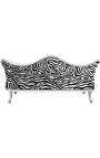 Baroque kanapé Napoléon III zebra nyomtatott anyag és ezüst fa