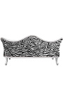 Baroque Sofa Napoléon III zebra printed fabric and silver wood