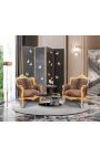 Sėdynė "karališkai" Baroko stiliaus leopardo audinys ir aukso mediena
