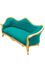 Barock Sofa Napoléon III grünes Samt und Goldholz