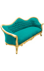 Barock Sofa Napoléon III grünes Samt und Goldholz