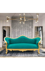 Barok Sofa Napoléon III groen velvet en goud hout