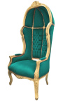 Silla de estilo barroco de gran porter terciopelo azul y madera de oro