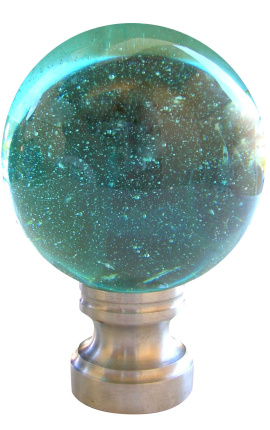 Bola de escada de vidro azul claro