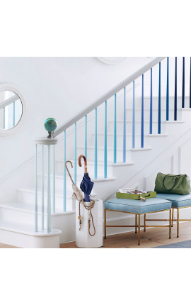 Boule d&#039;escalier en verre bleu clair