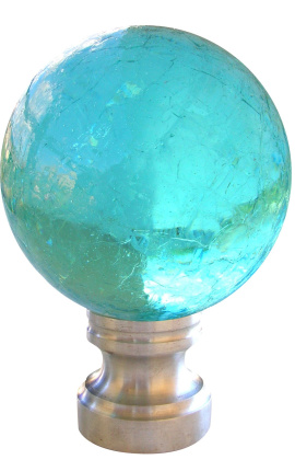 Banister stairwell light blue glass crackled ball