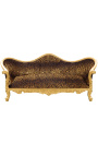 Barokni kavč Napoléon III leopard tiskana tkanina in zlato les