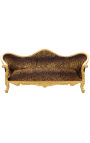 Barroco Sofa Napoléon III tela impresa de leopardo y madera de oro