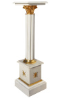 Corinthian column in white marble with gilded bronze in Empire style