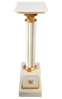 Colonne Corinthienne en marbre blanc avec bronze doré de style Empire