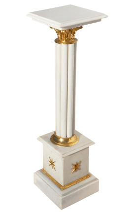 Colonna corinzia in marmo bianco con bronzo dorato stile Impero