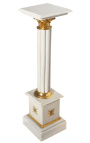 Coluna coríntia em mármore branco com bronze dourado estilo Império