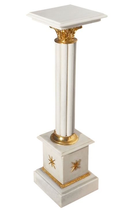 Коринтска колона от бял мрамор с позлатен бронз в стил ампир