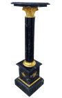 Coluna coríntia em mármore negro com bronze dourado estilo Império