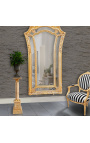 Colonna corinzia in marmo beige con bronzo dorato in stile Impero