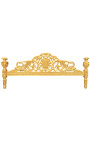 Łóżko w stylu barokowym szara aksamitna tkanina i złote drewno