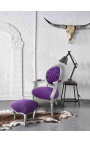 Respaldo barroco Louis XV terciopelo púrpura y madera de plata