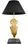 Bordlampe i forgylt bronse sort marmor sokkel