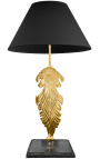Lámpara de mesa en bronce dorado base de mármol negro