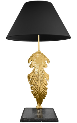 Bordlampe i forgylt bronse sort marmor sokkel