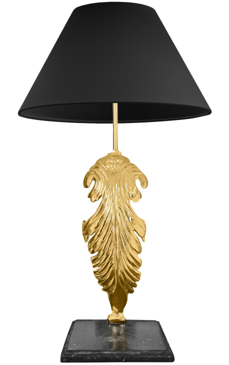 Bordlampe i forgyldt bronzesort marmorfod