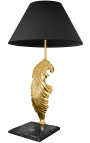 Bordlampe i forgylt bronse sort marmor sokkel