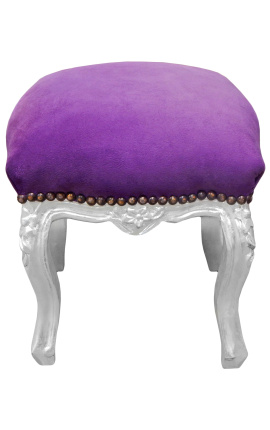 Respaldo barroco Louis XV terciopelo púrpura y madera de plata