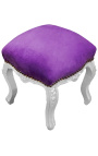 Baroc taburet Louis XV Purple catifea si lemn de argint - 4