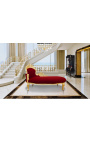 Large baroque chaise longue burgundy velvet fabric and gold wood