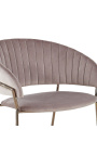 Art Deco design "Ananke" armchair in pink velvet and copper color structure