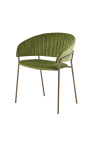 Art Deco design "Ananke" armchair in green velvet and copper color structure