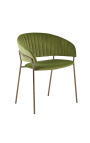 Art Deco design "Ananke" armchair in green velvet and copper color structure