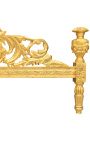 Pat baroc cu țesătură albă cu model floral și lemn de foiță de aur