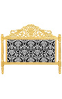 Baroque bed with white floral pattern fabric and gold leaf wood