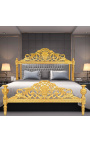 Barokni krevet siva baršunasta tkanina i zlatno drvo