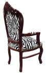 Baroque Rococo armchair zebra fabric and mahogany wood color