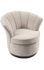 Art Deco design tulip armchair "Hestia" in beige velvet