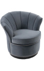 Art Deco design tulip armchair "Hestia" in gray velvet