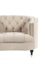 Large armchair "Ceos" with Art Deco design corbeille in beige velvet