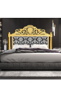 Tête de lit Baroque tissu motifs floraux blanc et bois noir