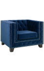 Art Deco design "Phebe" armchair in bleu velvet