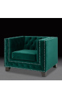 Art Deco design "Phebe" armchair in green velvet