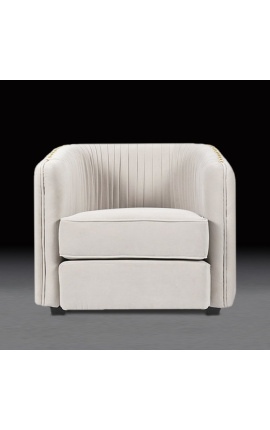 Fauteuil "Leto" design Art Deco en velours beige