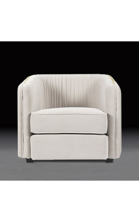Art Deco design "Leto" armchair in beige velvet