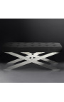 Bench "Styx" in silver-plated stainless steel and black linen
