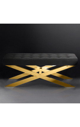 Bench "Styx" in gold-plated stainless steel and black linen