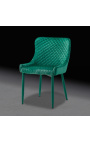 "Asteria" design dining chair in green velvet with green feet
