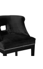 "Thanat" design dining chair in black velvet with openwork backrest