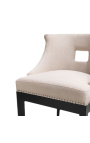 "Thanat" design dining chair in beige velvet with openwork backrest