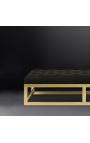 Large "Pontoz" bench in golden stainless steel and black linen